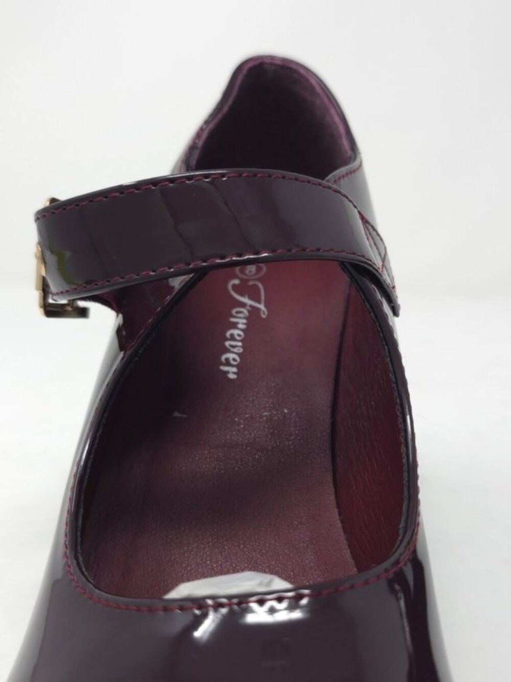 Burgundy Patent Faux Leather Mary Jane Platform Chunky Heel Lug Sole Trendy - Picture 8 of 11